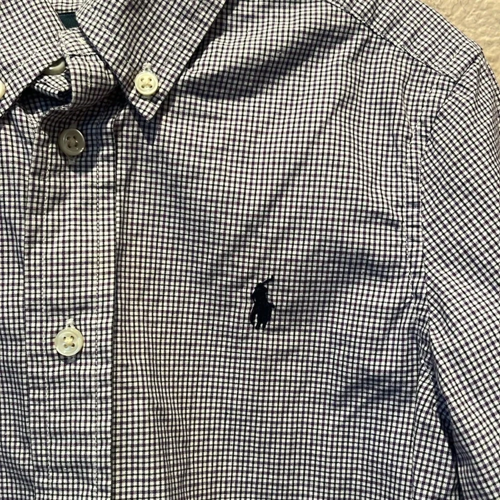 Ralph Lauren Boy’s Blue and Purple Plaid Shirt Size 4/4T 100% Cotton